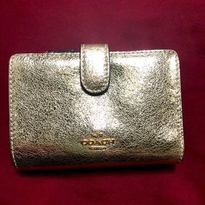 Coach Medium Corner Zip Wallet in GOLD